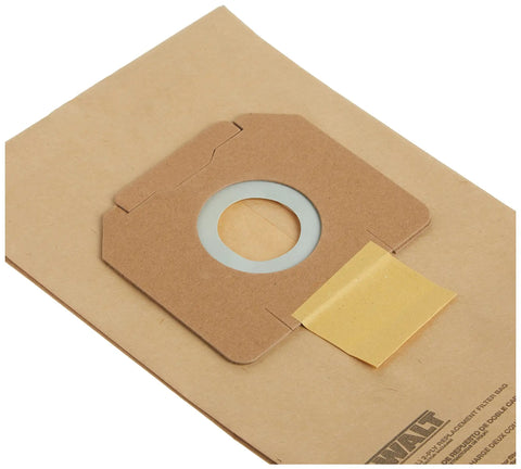Dust Extractor Replacement Paper Bags 5 Pack For DWV012 Compatible Dust Separator showing quick fit collar