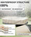 Waterproof patio furniture cover demonstrating protection features, material layers, and seam details for durable all-weather use.