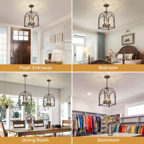 Dope Vintage Lantern Pendant Light Black Metal Cage Farmhouse Chandelier With E26 Socket For Kitchen Island Entryway Dining Room Or Hallway Industrial Style Lighting Bulbs Not Included