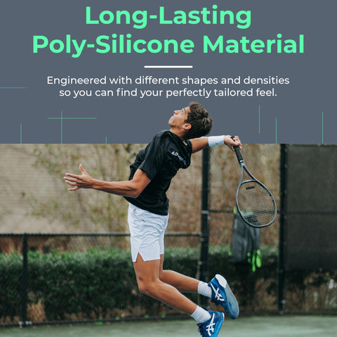 Max Sorb 3 Pack Tennis Dampeners That Silence Your Racket And Cut Vibration Durable Poly Silicone Shock Absorbers in use