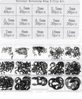 All In One Snap Ring Kit 400 pcs external retaining circlips set with 15 metric sizes from 1mm to 11mm blackened carbon steel