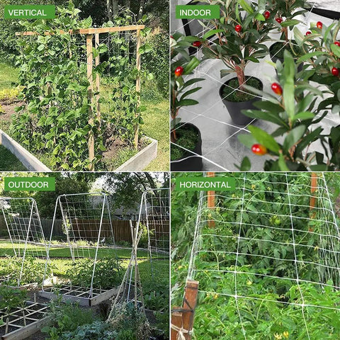 Heavy-Duty Garden Trellis Netting for Climbing Plants 6x15ft used vertically, indoors, outdoors, and horizontally in garden setups