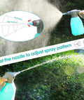 Half Gallon Electric Spray Bottle Mister For Indoor And Outdoor Plants in use with adjustable nozzle spray pattern demonstration