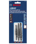 Bosch CC2430 Clic-Change 1/4 in self-centering drill bit set, 3-piece with sizes #6, #8, #10.