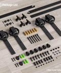 Heavy Duty Sliding Barn Door Hardware Kit 13ft Double Rail Track System Carbon Steel With Frosted Black Finish components