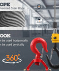 Top Rated Leomru 1100 Lb Electric Hoist Winch with Remote Control showing galvanized steel rope and versatile 360° hook.
