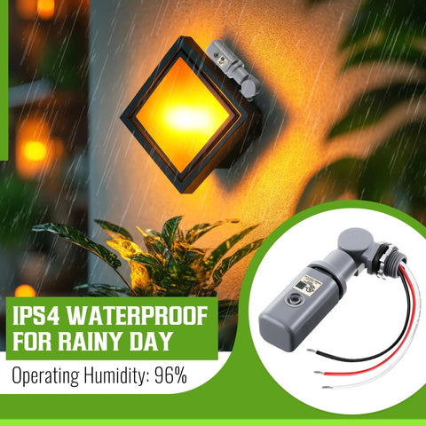 Outdoor Photocell Sensor For Dusk To Dawn Lighting, 120 To 277VAC 50 60 Hz Swivel Mount, IP54 Waterproof, wall installation