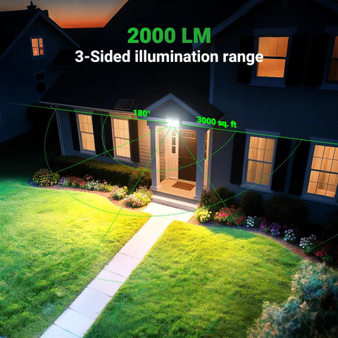 Badass Solar Flood Lights Outdoor Waterproof 20000Mah Battery 2000 Lumens LED Yard Lighting Rock Solid Build And Super Bright Glow For Your Driveway Backyard Or Garden All Year Round