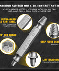 Six Piece Damaged Screw Extractor Set With Case, Beefy Heavy Duty Hardened Steel HSS 4341 Drill And Hand Tool Remover Kit