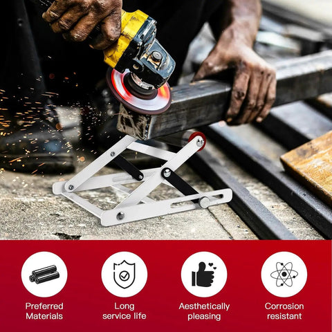 Workhorse Adjustable Height Table Saw Rollers Heavy Duty Fold Flat Cutting Machine Sidekick Support Frame Rust Resistant Steel Pro Shop Tools Set Four in use, supporting cutting work.