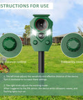 4 Pack Solar Powered Ultrasonic Animal Repeller Outdoor Waterproof With Motion Activated Sensor Strobe Light 5 Frequency Modes To Help Keep Pests At Bay Cats Raccoons Squirrels Deer Rabbits And More, green outdoor unit