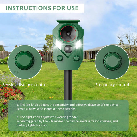 4 Pack Solar Powered Ultrasonic Animal Repeller Outdoor Waterproof With Motion Activated Sensor Strobe Light 5 Frequency Modes To Help Keep Pests At Bay Cats Raccoons Squirrels Deer Rabbits And More, green outdoor unit