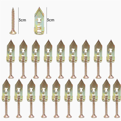 All In One Drywall Anchors Kit With Self Tapping Screws For Plasterboard Dowel Expansion Nails Self Drilling Anchors Fasteners With Integrated Drill Tip Easy To Install For Home Mounting Picture Hanging Shelves Cabinets Furniture Fixes Galvanized, 3cm