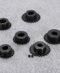 Multiple 14 Tooth Chain Sprockets for ISO 04C Chain with 14mm Bore, C45 Carbon Steel, Black Oxide Finish, Set Screws ANSI 04C Roller