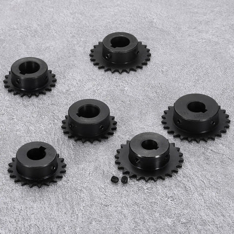 Multiple 14 Tooth Chain Sprockets for ISO 04C Chain with 14mm Bore, C45 Carbon Steel, Black Oxide Finish, Set Screws ANSI 04C Roller