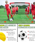 Kids playing soccer with Backyard Soccer Goals Set Of Two Six By Four Feet Portable Pop Up Training Goals and cones in a field.