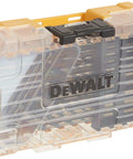 20-Piece Black Oxide Drill Bit Set For Wood Metal And Plastic With 135-Degree Split Point displayed in a DeWalt case