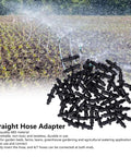 Super Easy Drip Irrigation Connectors And Repair Kit With 200 Pieces Of Soaker Hose Fittings For Garden Flower Pots And Lawn No Knots Needed, black ABS straight hose adapters