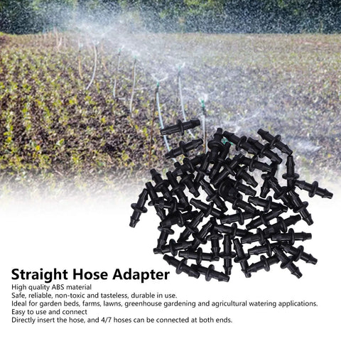 Super Easy Drip Irrigation Connectors And Repair Kit With 200 Pieces Of Soaker Hose Fittings For Garden Flower Pots And Lawn No Knots Needed, black ABS straight hose adapters