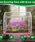 Indoor Mini Greenhouse With Grow Lights And Timer For Seed Starting, Three Light Color Modes, Thickened PVC Tent