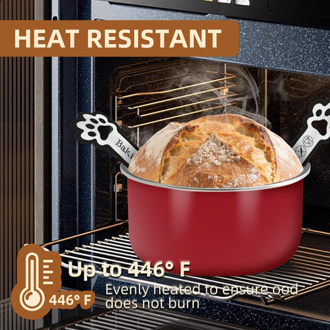 Silicone Bread Sling For Dutch Oven Two Pack Fits 4 To 7 Qt Round Ovens Heat Resistant 0.7mm Nonstick Baking Mat With Handles in use