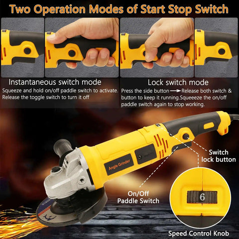Beast 5 Inch Angle Grinder with 10 Amp 1280W Motor, variable speed control, paddle switch, lock-on, for metal cutting and polishing
