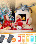 Foldable Mini Drone For Kid Friendly Fun With 1080P HD Camera And FPV Live Video Easy To Fly RC Quadcopter with kids by a Christmas tree