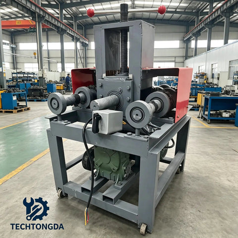 Techtongda Electric Pipe Tube Bender Roller 2.2KW Multi-Function Steel Bar Bending Machine for precise pipe bending in workshop.