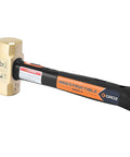 Brass Head 4 Pound Sledge Hammer With 12 Inch Indestructible Handle Spark Resistant Head Steel Locking Plate Vulcanized Rubber Grip Six Spring Steel Bars For Heavy Duty Demolition And Vibration Free Work displayed on white background