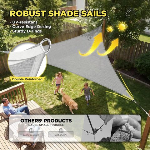 6 Ft By 6 Ft By 6 Ft Triangle Sun Shade Sail For Outdoor Patio Canopy Built Tough No Sag Design Heavy Duty UV Protected Shade Cloth For Backyard Garden Porch Customizable Light Gray installed over patio