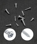 Close-up of 600 Piece M1 To M1.7 Miniature Self Tapping Screws Set Crosshead Carbon Steel Kit on black background