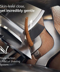 Wet And Dry Electric Shaver With SenseIQ Tech, Lift And Cut System, 360 Rotating Dual Blades, Beard Styler, Close Shave For Neck And Under Nose, Waterproof And Washable, All Day Battery, A Total Grooming Game-Changer, Model X9001-91 close-up blades lifting hair
