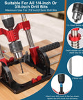 Upgraded Portable Drill Guide For Precise Straight Holes, Adjustable From Zero To Sixty Degrees, metal clamps on wood surface