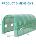 Walk In Greenhouse For Outdoor Use Heavy Duty Galvanized Steel Hoop House With PE Cover 8 Windows And Roll Up Door dimensions