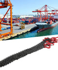 Four Way Chain Slings With Four Legs And Sling Hooks Lifting Chain Adjustable 6mm 2 Meter 1 Ton Capacity For Mines Ports Buildings And Steel Plants Industrial Grade displayed in a port setting.
