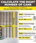 Infographic showing steps to calculate can quantity for Hardcore Expanding Foam Insulation Kit on framed wall.
