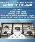 Range cooktop with burners and Heavy Metal Stove Knobs 5 Pack Replacement Set For GE Cooktop Burners.