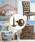 Top Shelf Vintage Floral Upholstery Tacks 240 Piece Set Antique Bronze Furniture Nails on bed, chair, sofa, and leather cabinet.