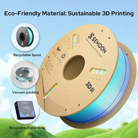 Triple Color Gradient Silk PLA Filament 1.75mm For Ender 3 V2 And More, 1Kg Spool, Red Blue Green, eco-friendly packaging