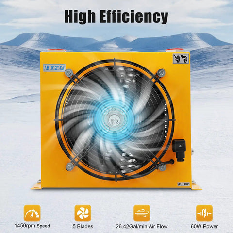 Beefy Industrial Hydraulic Oil Cooler With 100 Lpm Flow, Aluminum Radiator, 110V Fan, 60W Heat Dissipation, AC110 Compatible
