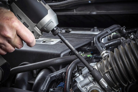 Using a Six Piece One Quarter Inch Drive Hex Shank Impact Socket Extensions Set With One Quarter, Three Eighths And One Half Inch Drive Sizes