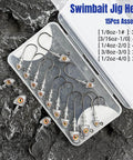 3D Eyes Bass Jig Heads For Fishin And Angling, 15 Pieces Of Finesse Swimbait Jigs With Cone Bait Keeper, assorted sizes in case