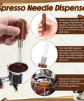 Pro Game Changer 7 Piece Espresso Essentials Featuring 53 Mm Tamper Wdt Tool with rosewood espresso needle dispenser.