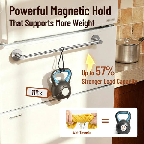 Super Strong Magnetic Towel Bar With Large Base And Hidden Magnet Design Non Slip Towel Holder For Refrigerator holding 11lbs weight