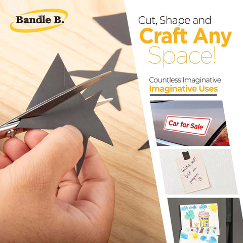 Person cutting Magnetic Sheets For Crafts 8.5 X 11 Inches Pack Of 10 Flexible 30 Mil Non Adhesive Sheets for DIY projects.