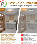 Comparison of LED Ceiling Light Fixture 12.5 Inch Flush Mount Matte White with Gold Inside and standard E26 bulb lighting effects