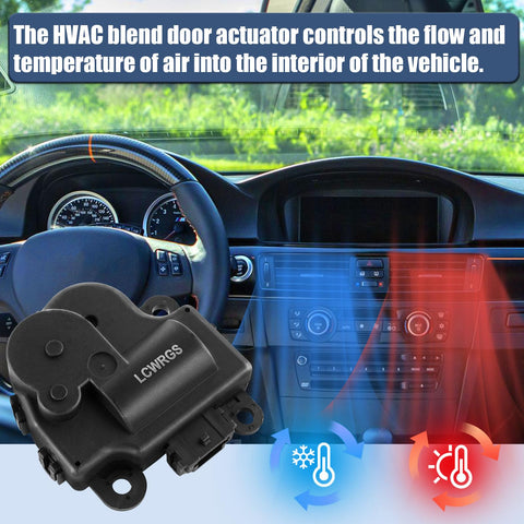 604-108 HVAC Heater Blend Door Actuator Replacement For Chevy Impala 2004-2013 shown with car interior