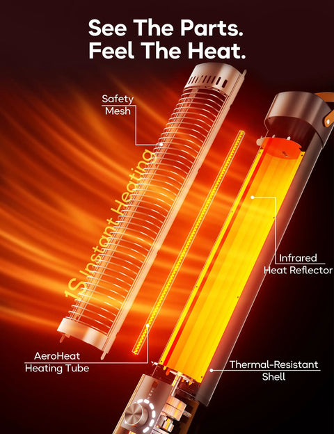 Cozy Up Your Patio With This 1500W Infrared Outdoor Heater With Remote 60 Degree Oscillation 9 Heat Levels 9 Hour Timer