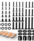 Universal TV Mount Hardware Screw Kit With M4 M5 M6 M8 Bolts Washers And Spacers For Flat Displays Up To Eighty Inches arranged in a storage case.
