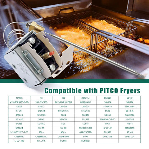 High Limit Fryer Thermostat Switch 450F 230C With One Quarter Inch Thread Male Port Compatible With Pitco Fryers And VF35 SG14 SG18